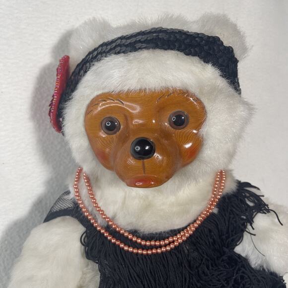 ROBERT RAIKES Applause White Bear with Black Flapper Dress & Headband 1986 - Picture 2 of 8